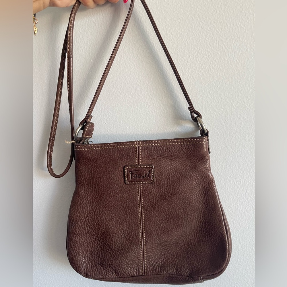 Fossil Brown Leather Crossbody